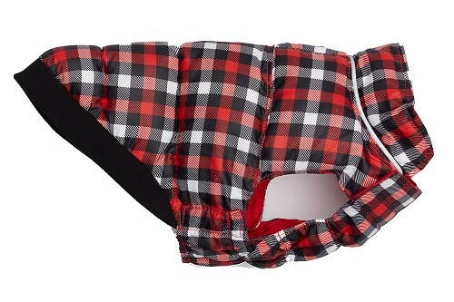Barker's Bowtique - Red / Gingham Flex-Fit Reversible Puffer - Doglicious Bakery Bites