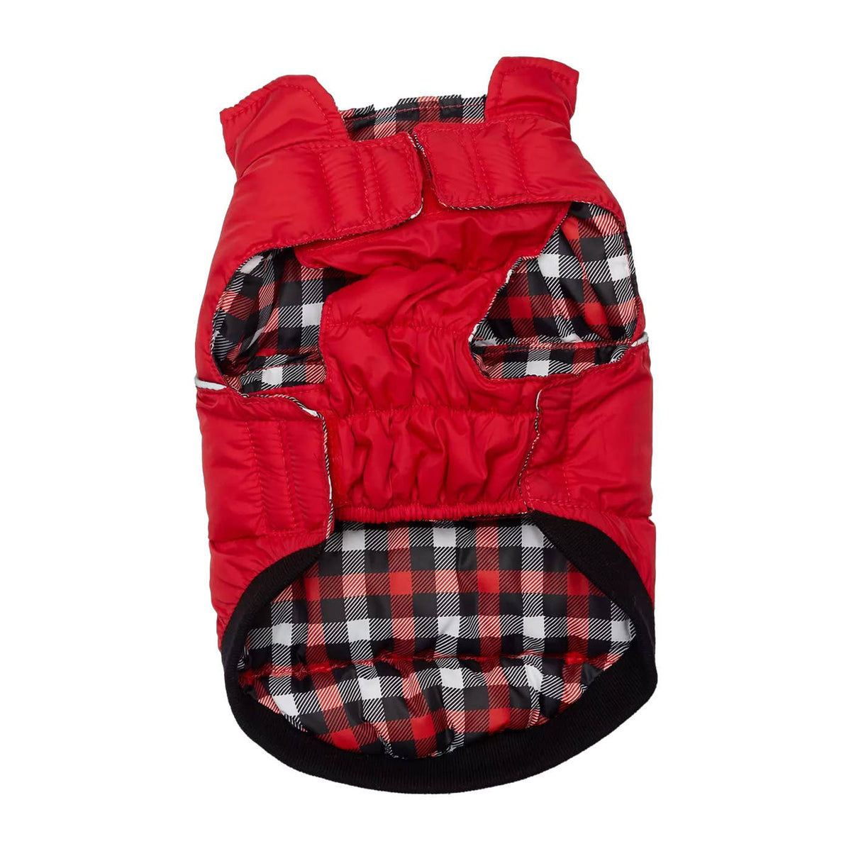 Barker's Bowtique - Red / Gingham Flex-Fit Reversible Puffer - Doglicious Bakery Bites