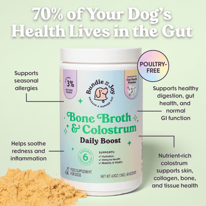 Bundle x Joy - Bone Broth & Colostrum Daily Boost Powder | Gut Health - Doglicious Bakery Bites