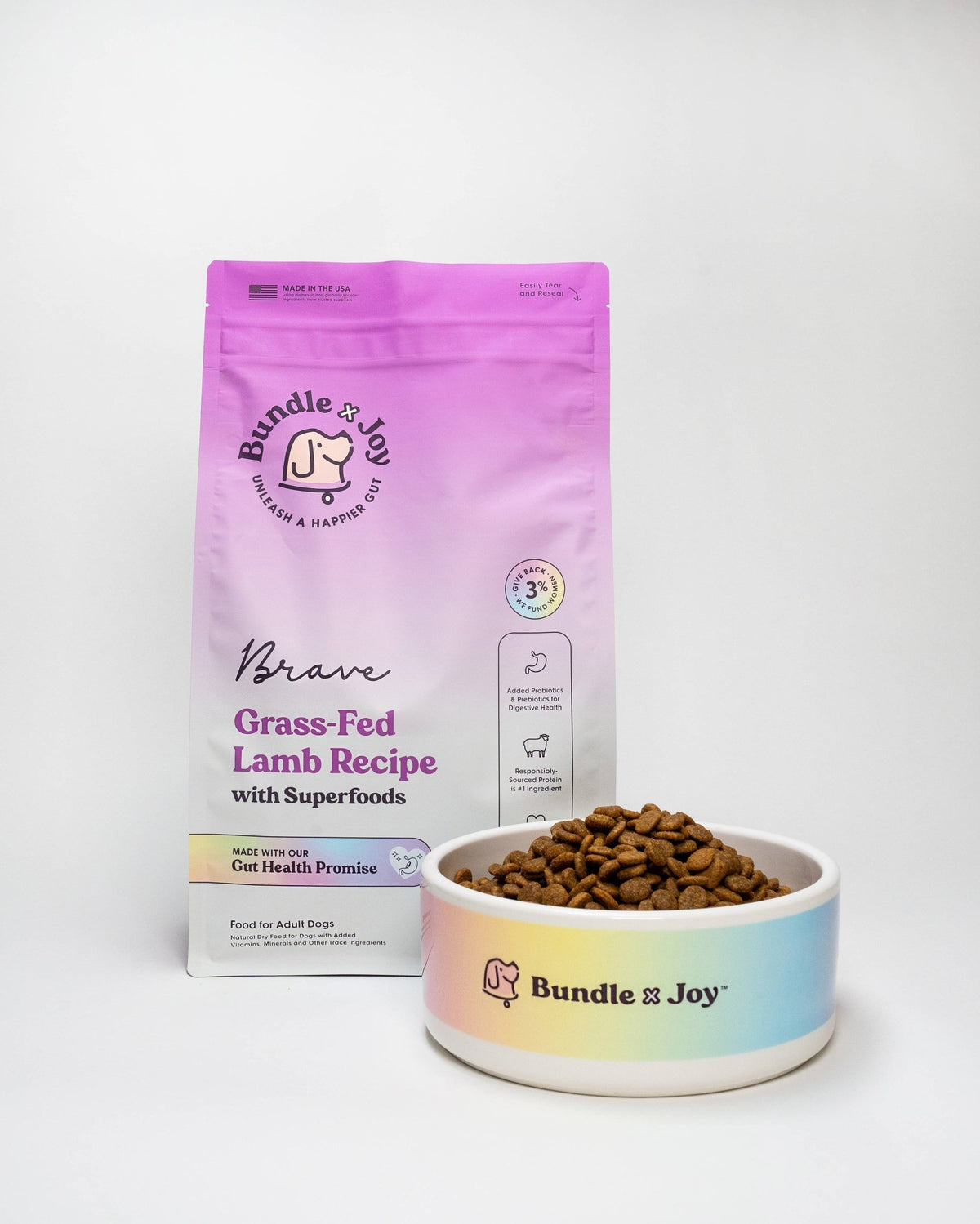 Bundle x Joy - Brave Grass-Fed Lamb Superfood for Dogs (Poultry-Free) 18 lb - Doglicious Bakery Bites