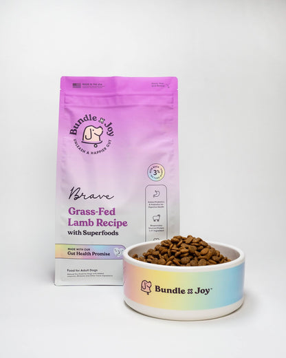 Bundle x Joy - Brave Grass-Fed Lamb Superfood for Dogs (Poultry-Free) 18 lb - Doglicious Bakery Bites