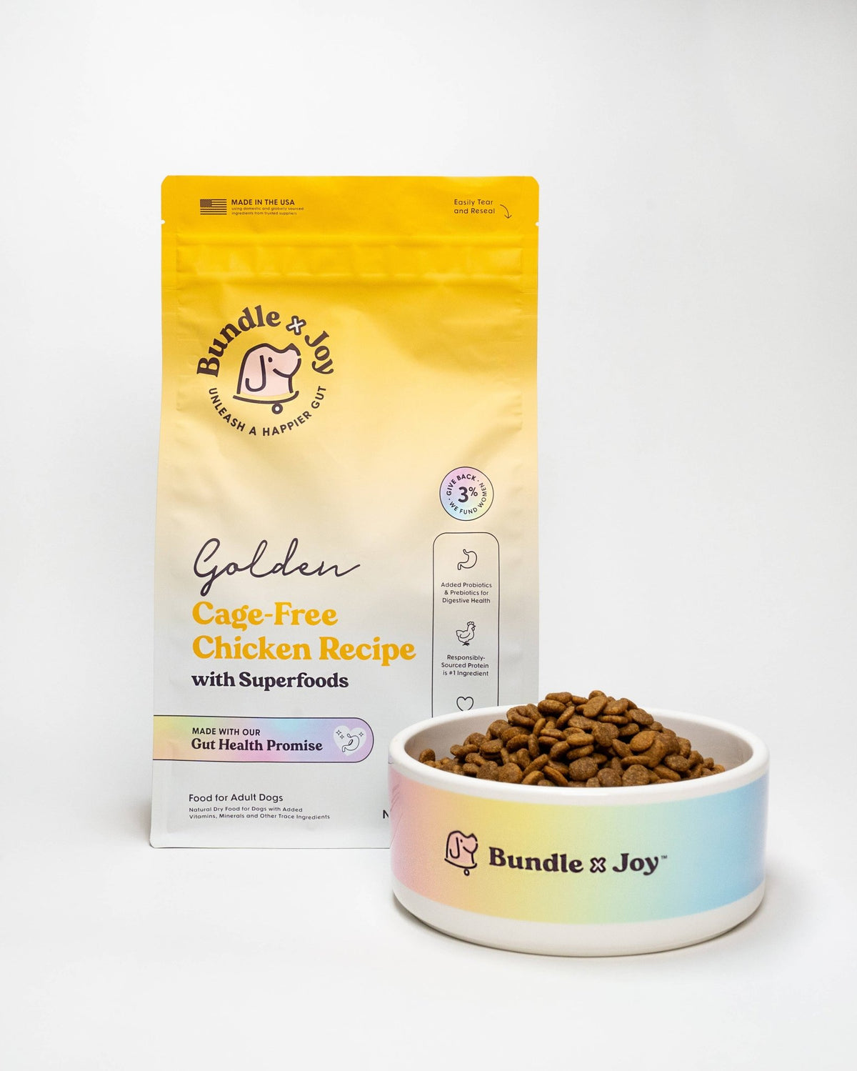Bundle x Joy - Golden Cage-Free Chicken Superfood Dog Food 18lb - Doglicious Bakery Bites