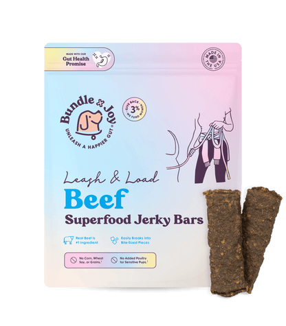 Bundle x Joy - Leash & Load Beef Superfood Jerky Bars for Dogs 16oz - Doglicious Bakery Bites
