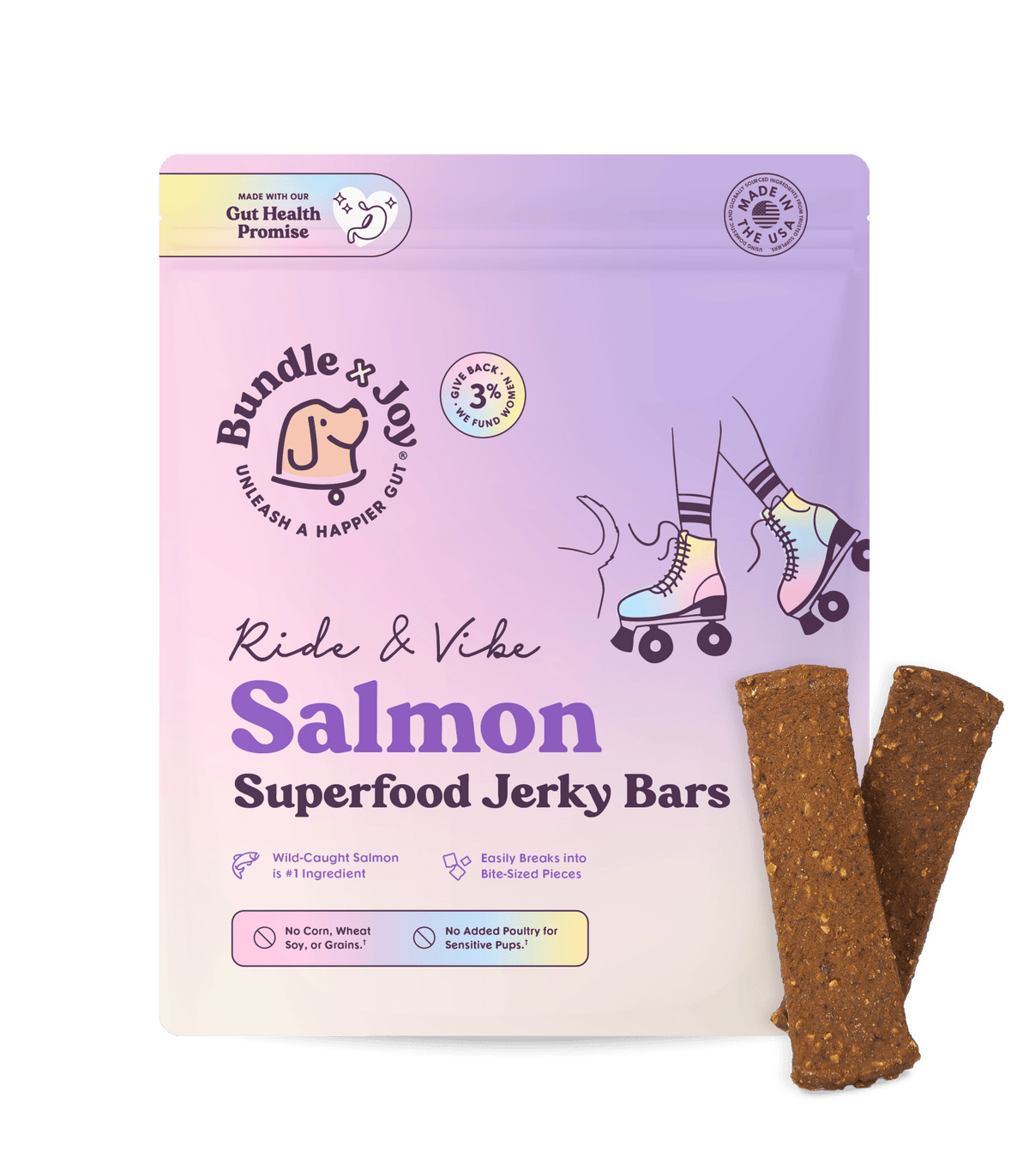 Bundle x Joy - Ride & Vibe Wild-Caught Salmon Jerky Bars for Dogs 16oz - Doglicious Bakery Bites