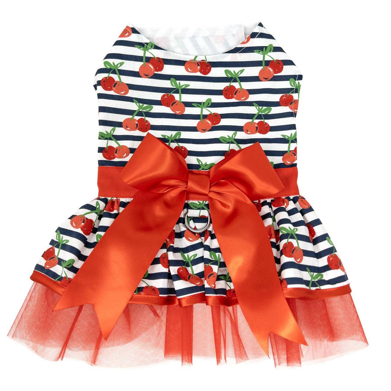 Cherry Stripe Dog Harness Dress w/ Matching Leash - Doglicious Bakery Bites