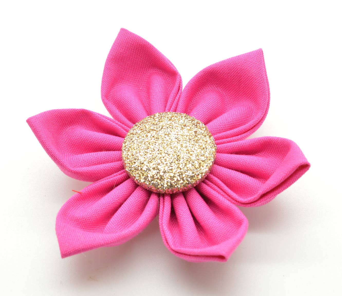 Dog Collar Attachment - Pink Flower with Gold Button Center - Doglicious Bakery Bites