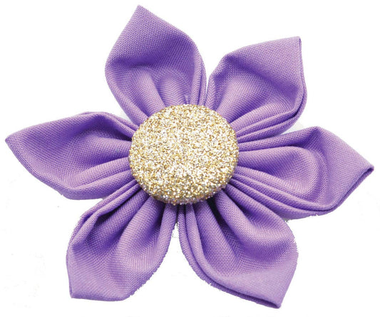 Dog Collar Attachment - Purple Flower with Gold Button Center - Doglicious Bakery Bites