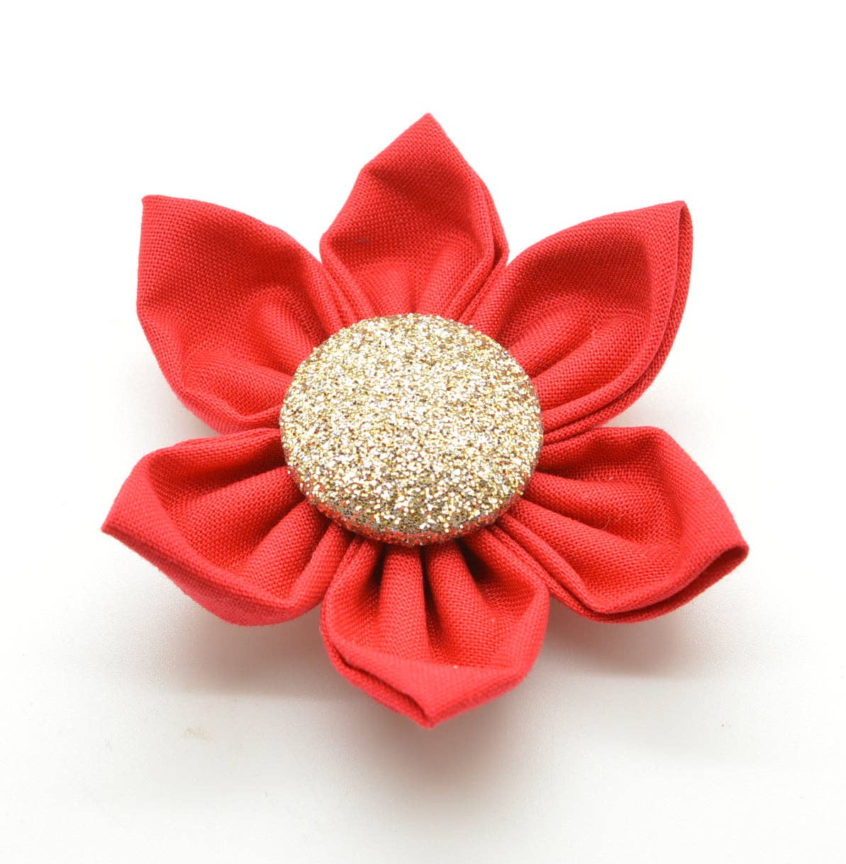 Dog Collar Attachment - Red Flower with Gold Button Center - Doglicious Bakery Bites