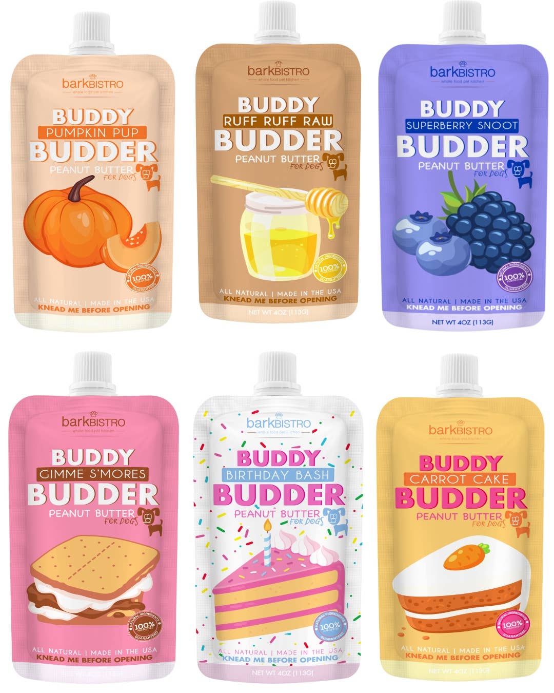 Dog Peanut Butter - 4oz Squeeze Packs - Doglicious Bakery Bites