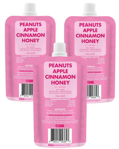 Dog Peanut Butter - 4oz Squeeze Packs Awesome Apple Budder - Doglicious Bakery Bites