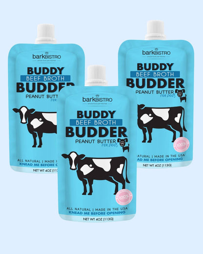 Dog Peanut Butter - 4oz Squeeze Packs Beef Broth Budder - Doglicious Bakery Bites