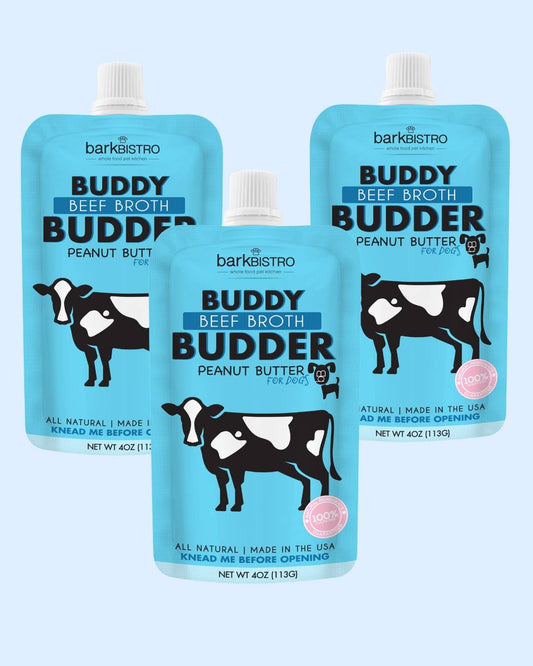 Dog Peanut Butter - 4oz Squeeze Packs Beef Broth Budder - Doglicious Bakery Bites