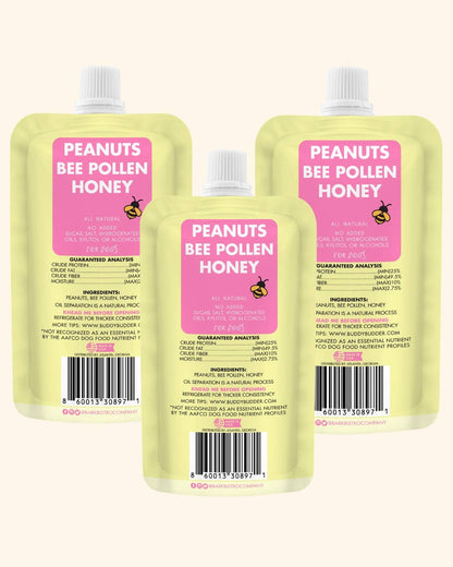 Dog Peanut Butter - 4oz Squeeze Packs Beehive Buzz Budder - Doglicious Bakery Bites