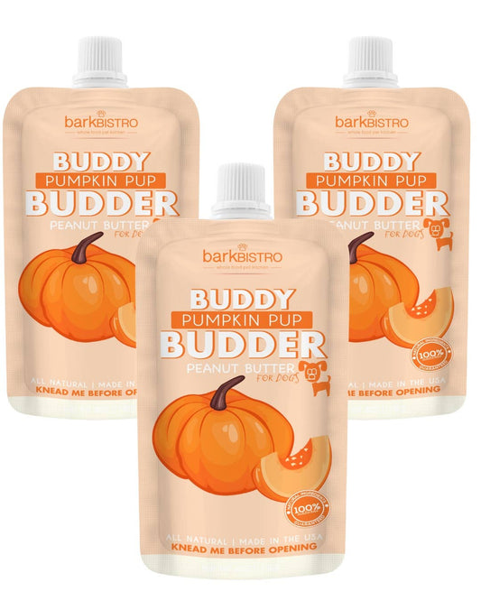 Dog Peanut Butter - 4oz Squeeze Packs Pumpkin Pup Budder - Doglicious Bakery Bites