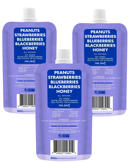 Dog Peanut Butter - 4oz Squeeze Packs Superberry Budder - Doglicious Bakery Bites