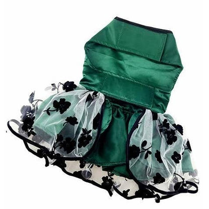 Doggie Design - Green and Black Satin Dress - Doglicious Bakery Bites