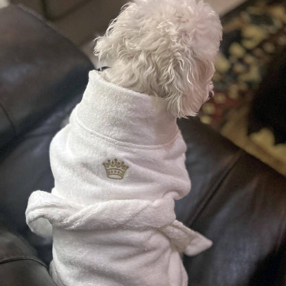 Doggie Design - White Gold Crown Cotton Dog Bathrobe by Doggie Design - Doglicious Bakery Bites