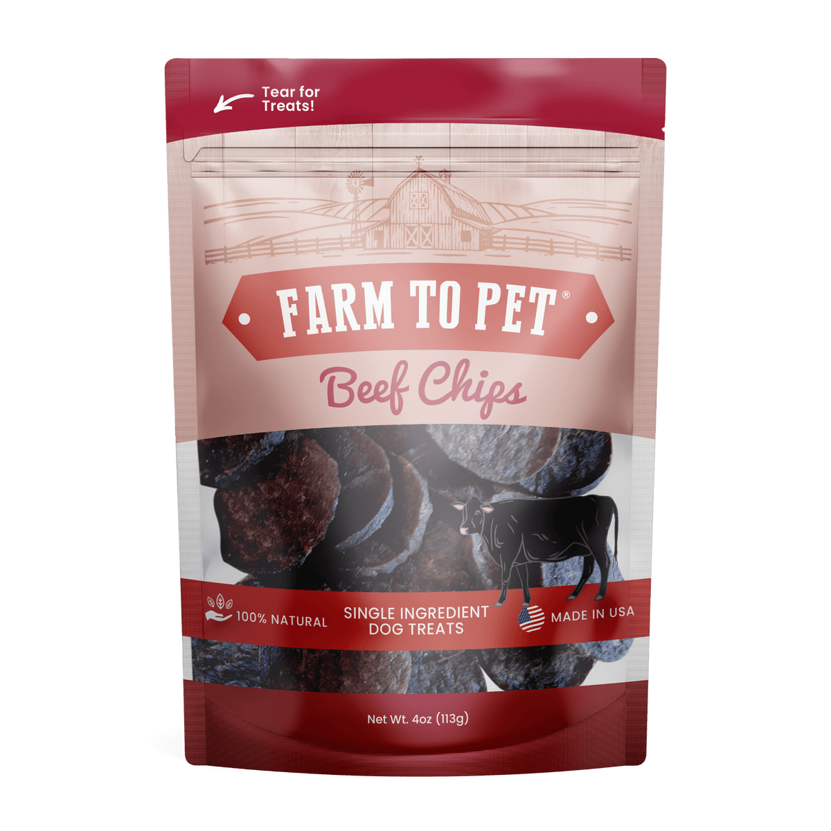 Farm to Pet Healthy Treats for Dogs & Cats - Beef Chips Dog Treats - Doglicious Bakery Bites