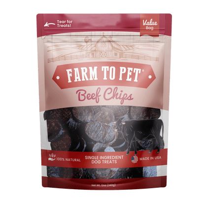 Farm to Pet Healthy Treats for Dogs & Cats - Beef Chips Dog Treats - Doglicious Bakery Bites