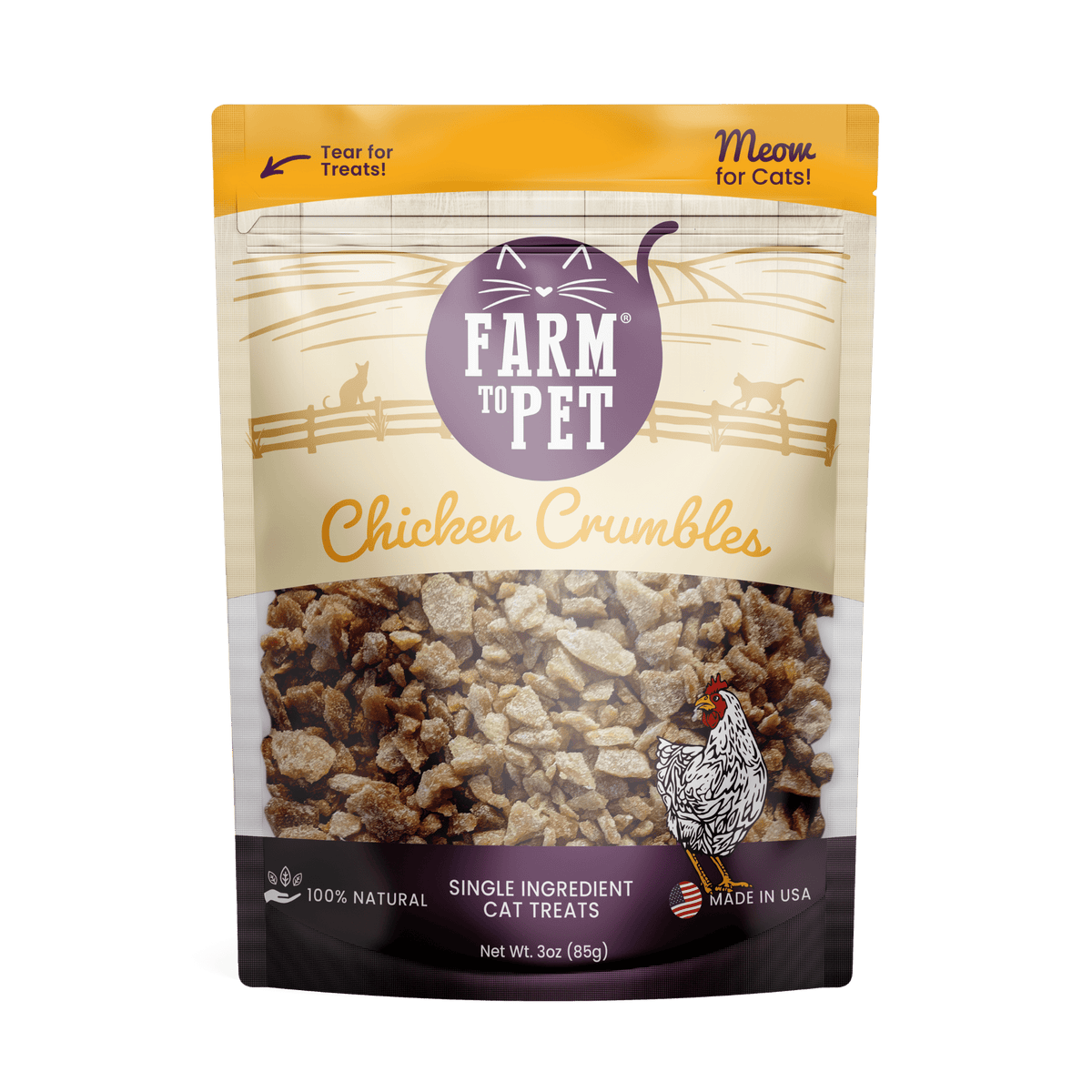 Farm to Pet Healthy Treats for Dogs & Cats - Chicken Crumbles Cat Treats - Doglicious Bakery Bites