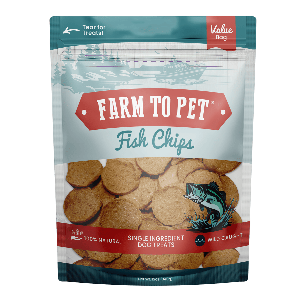 Farm to Pet Healthy Treats for Dogs & Cats - Fish Chips Dog Treats - Doglicious Bakery Bites