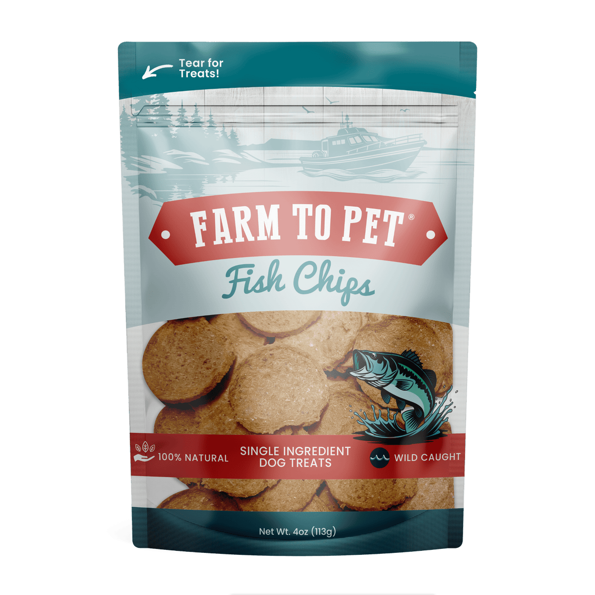 Farm to Pet Healthy Treats for Dogs & Cats - Fish Chips Dog Treats - Doglicious Bakery Bites