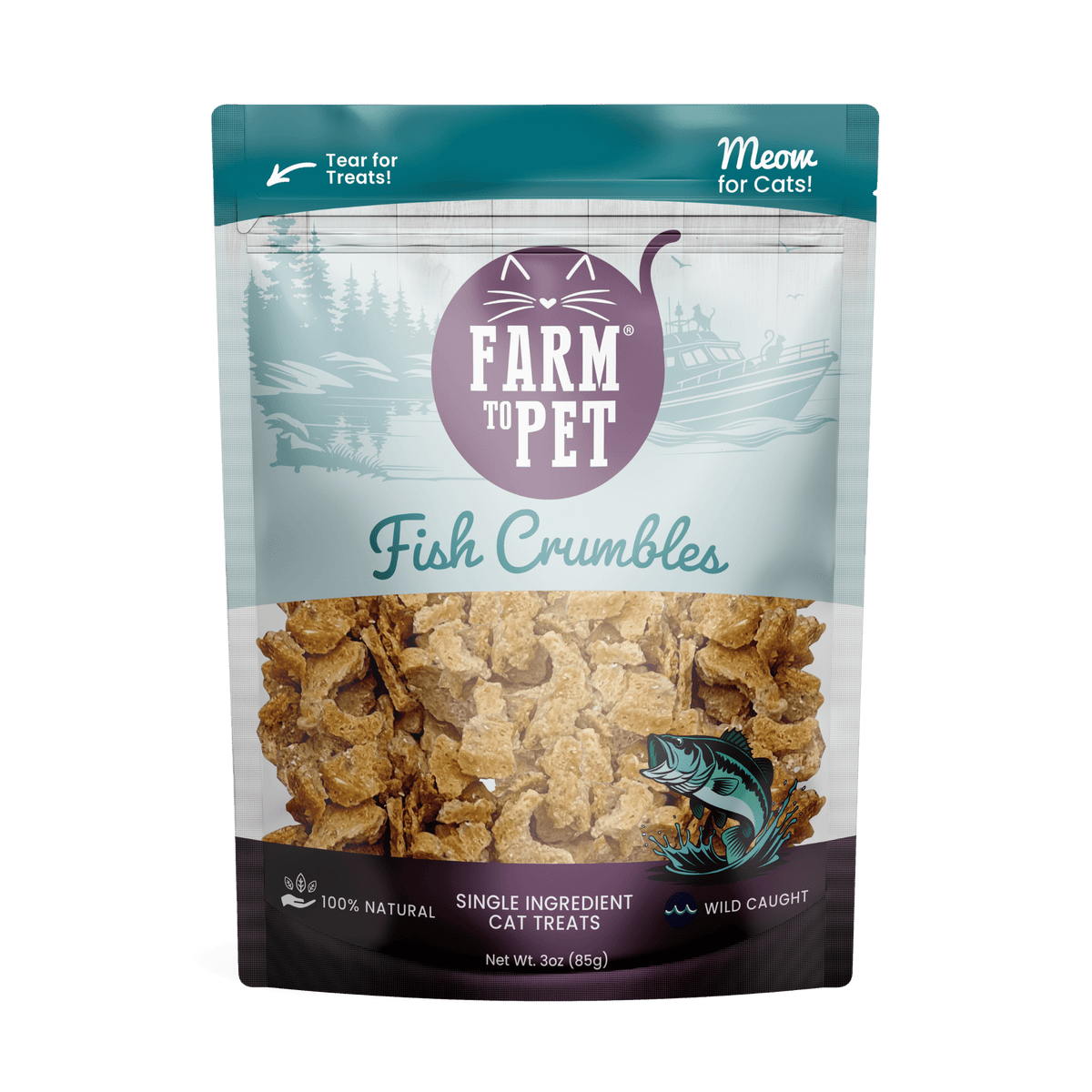 Farm to Pet Healthy Treats for Dogs & Cats - Fish Crumbles Cat Treats - Doglicious Bakery Bites