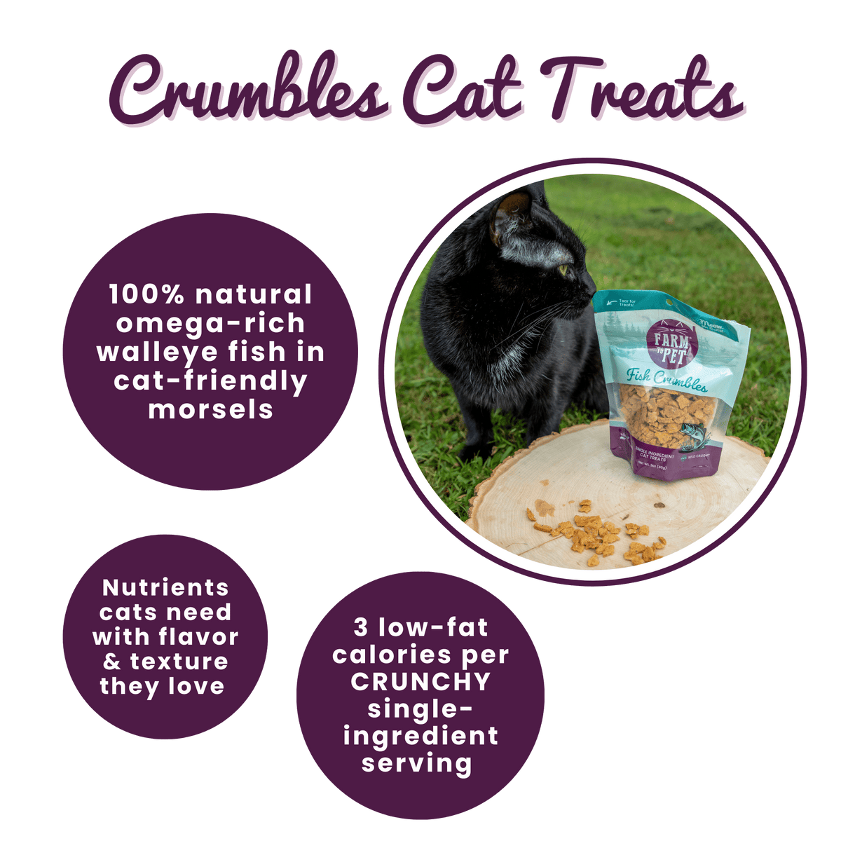 Farm to Pet Healthy Treats for Dogs & Cats - Fish Crumbles Cat Treats - Doglicious Bakery Bites