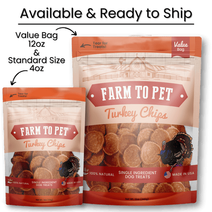 Farm to Pet Healthy Treats for Dogs & Cats - Turkey Chips Dog Treats - Doglicious Bakery Bites