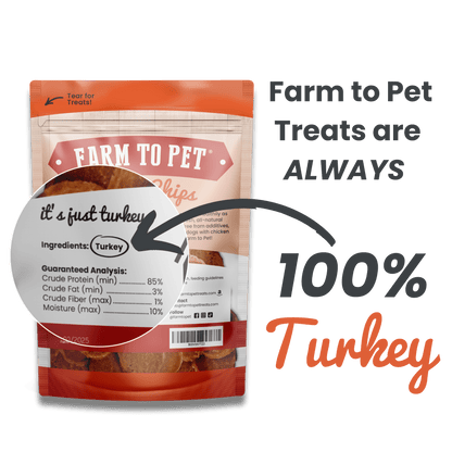 Farm to Pet Healthy Treats for Dogs & Cats - Turkey Chips Dog Treats - Doglicious Bakery Bites