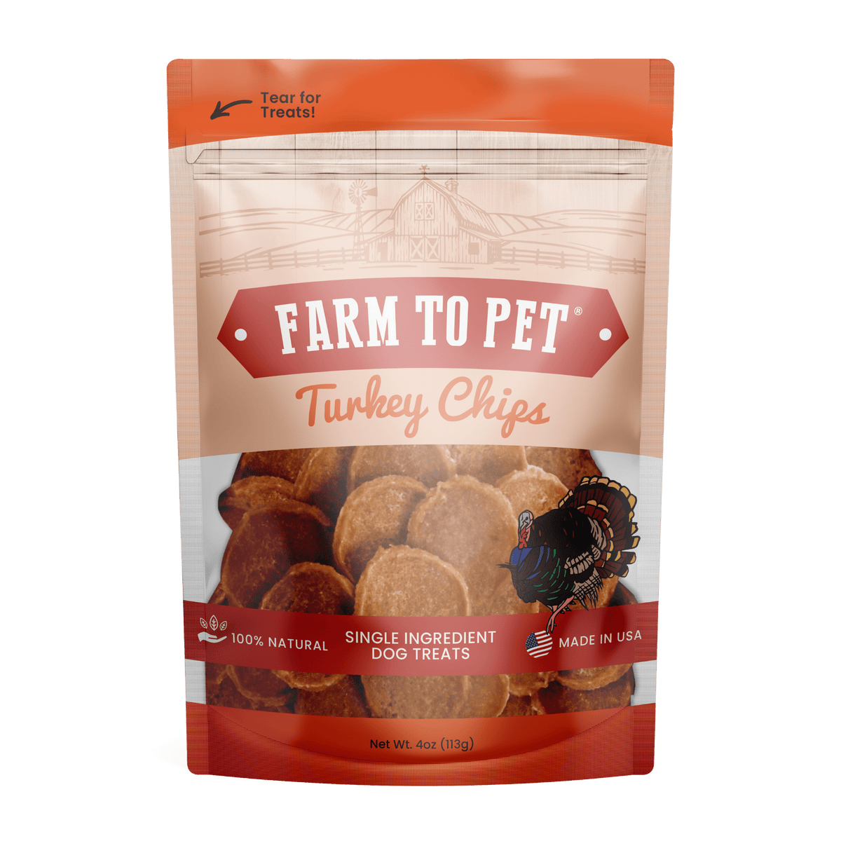 Farm to Pet Healthy Treats for Dogs & Cats - Turkey Chips Dog Treats - Doglicious Bakery Bites