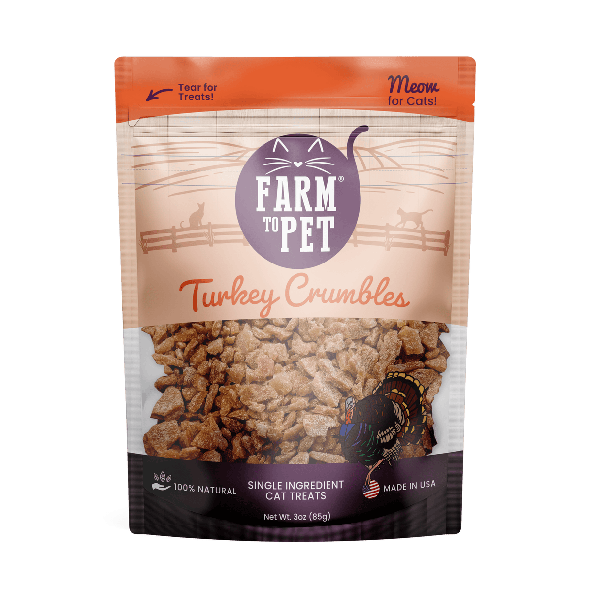 Farm to Pet Healthy Treats for Dogs & Cats - Turkey Crumbles Cat Treats - Doglicious Bakery Bites