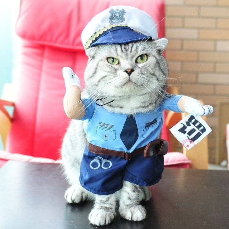 Police Officer Dog Costume Pet Uniform Outfit