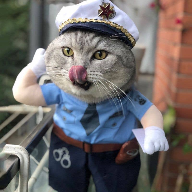 Police Officer Dog Costume Pet Uniform Outfit