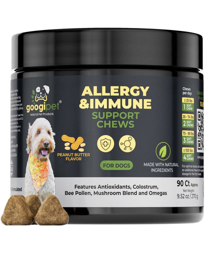 Googipet - Allergy & Immune Support Chews for Dogs (Peanut Butter Flavor) - Doglicious Bakery Bites
