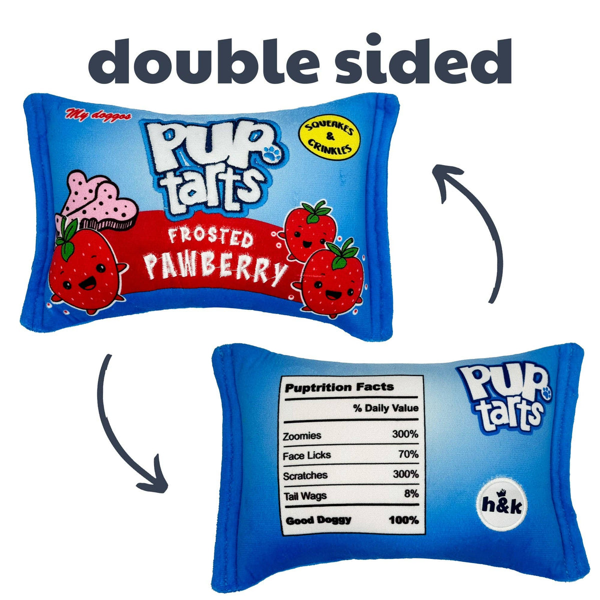Huxley & Kent - Pup-Tarts Frosted Pawberry Dog Toy (Double Sided) - Doglicious Bakery Bites
