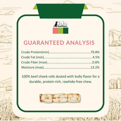 Jojo Modern Pets - 9"-10" Bully Dusted Beef Cheek Rolls Dog Chews (5/Bag) - Doglicious Bakery Bites