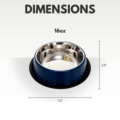 Jojo Modern Pets - Eco-friendly Non Skid Ribbed Cat & Dog Bowl (Poseidon Blue) - Doglicious Bakery Bites