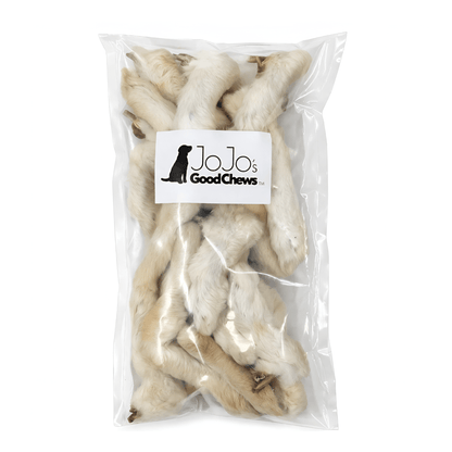 Jojo Modern Pets - Rabbit Feet with Fur Dog Chews – Natural Novel Protein (25-pack) - Doglicious Bakery Bites