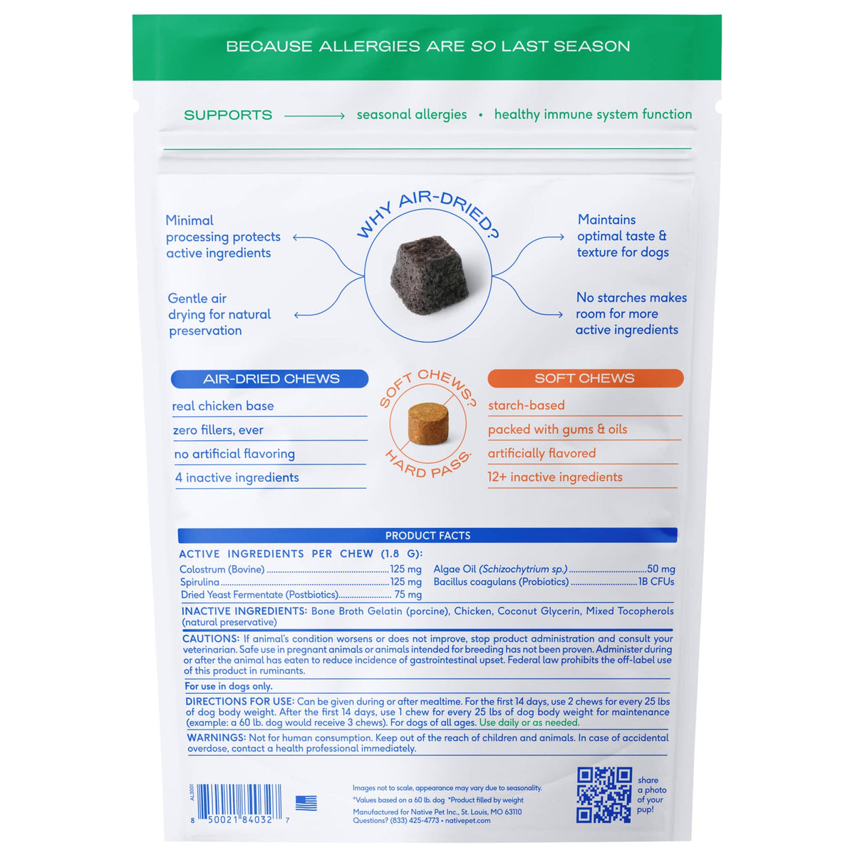 Native Pet - Allergy & Immune Chews, an Allergy & Itch Relief Supplement - Doglicious Bakery Bites