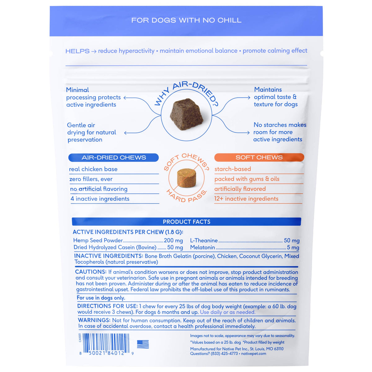 Native Pet - Calm Chews Anxiety & Calming Supplement for Dogs - Doglicious Bakery Bites