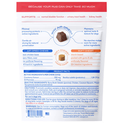 Native Pet - Cranberry Bladder Chews, Kidney & Urinary Supplement for Dog - Doglicious Bakery Bites