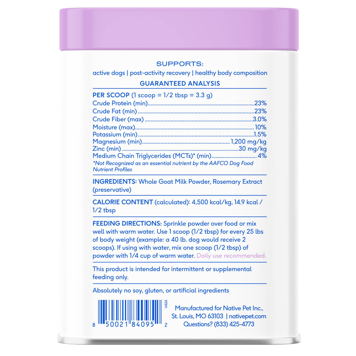 Native Pet - Goat Milk Powder Recovery & Energy Support for Active Dogs - Doglicious Bakery Bites