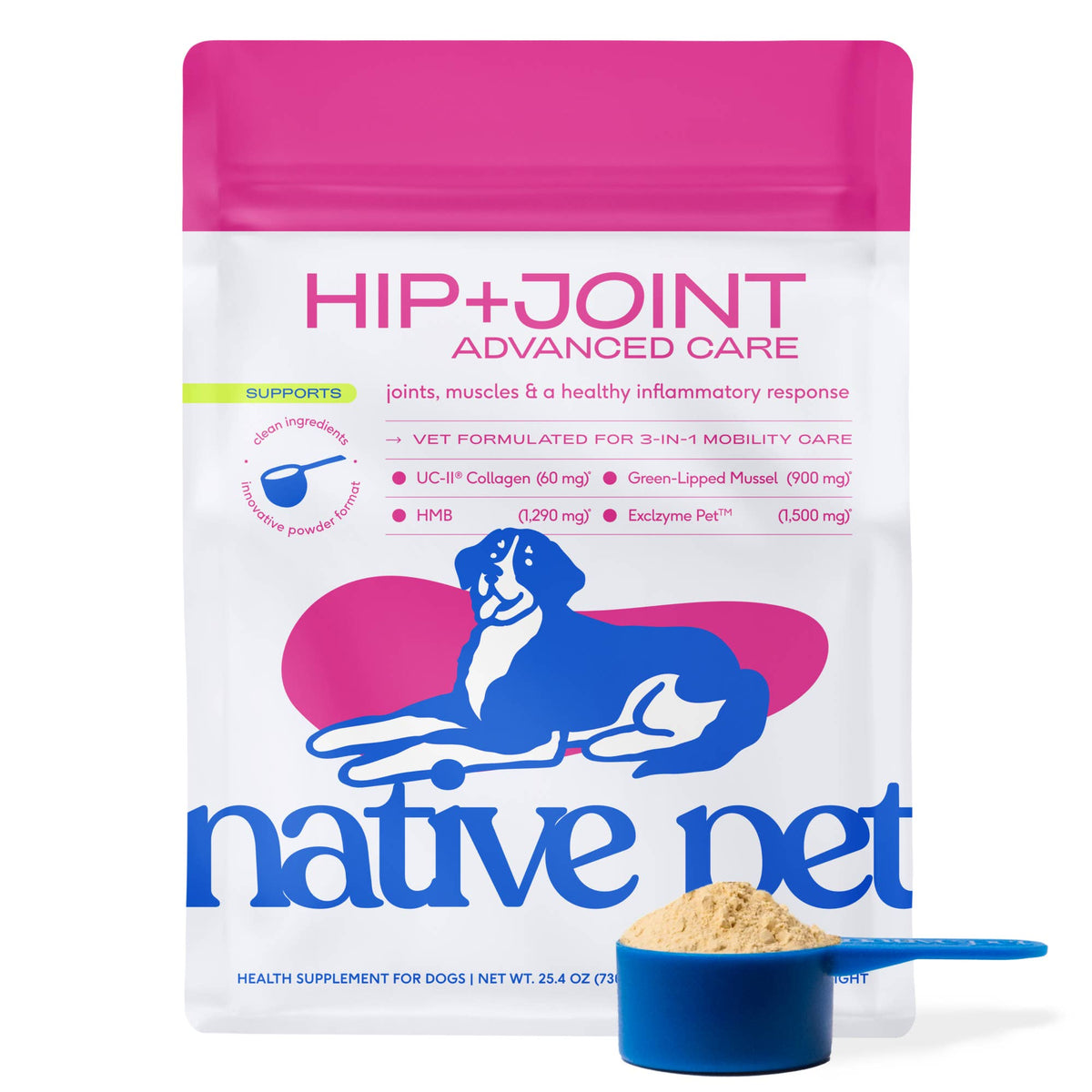 Native Pet - Hip+Joint Advanced Care Powder Joint, Muscle & Inflammation - Doglicious Bakery Bites