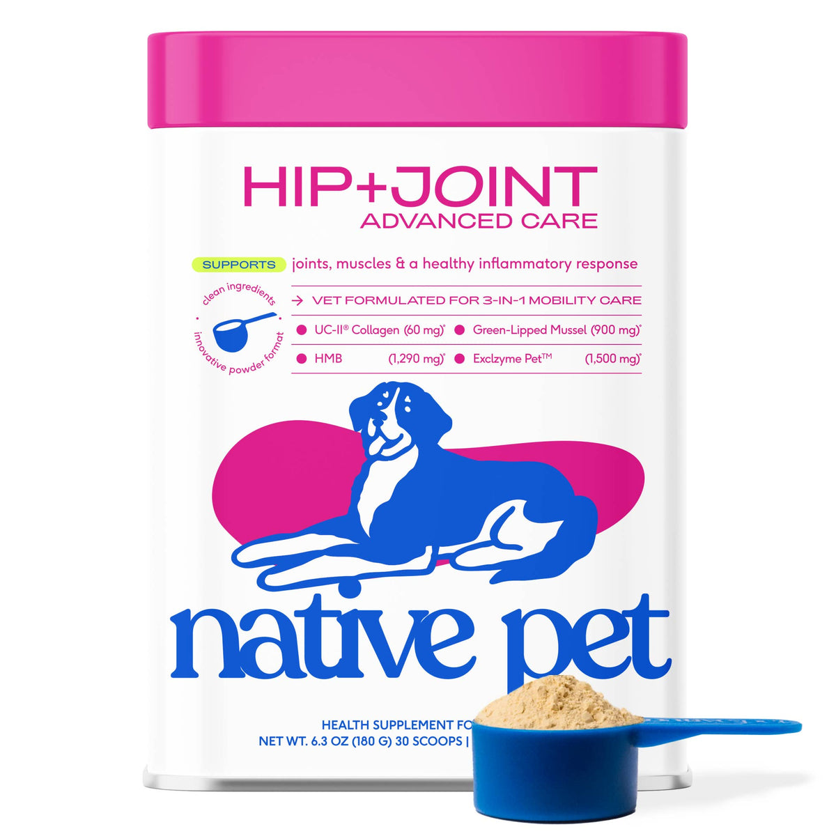 Native Pet - Hip+Joint Advanced Care Powder Joint, Muscle & Inflammation - Doglicious Bakery Bites