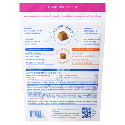 Native Pet - Hip+Joint Inflammatory Care Chews, Hip & Joint Supplement - Doglicious Bakery Bites