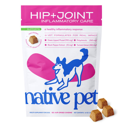 Native Pet - Hip+Joint Inflammatory Care Chews, Hip & Joint Supplement - Doglicious Bakery Bites