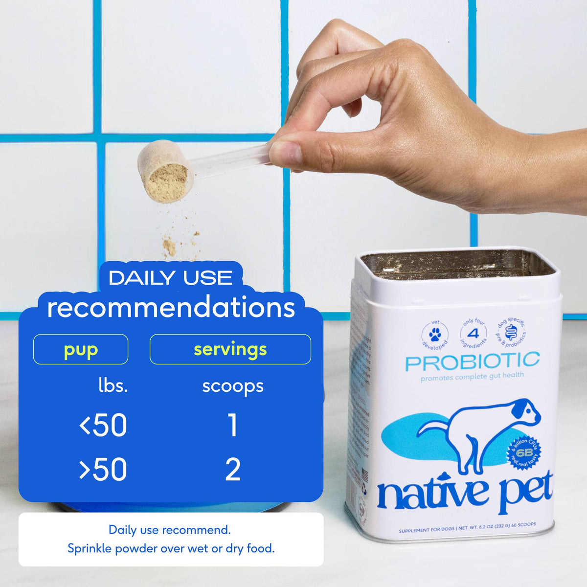 Native Pet - Probiotic & Prebiotic Powder Vet-Formulated Supplement - Doglicious Bakery Bites