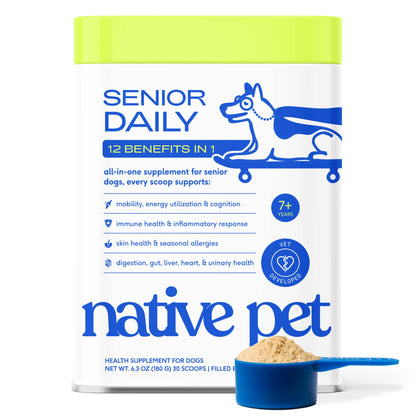 Native Pet - Senior Daily 12-in-1 Multivitamin Powder Supplement for Dogs - Doglicious Bakery Bites