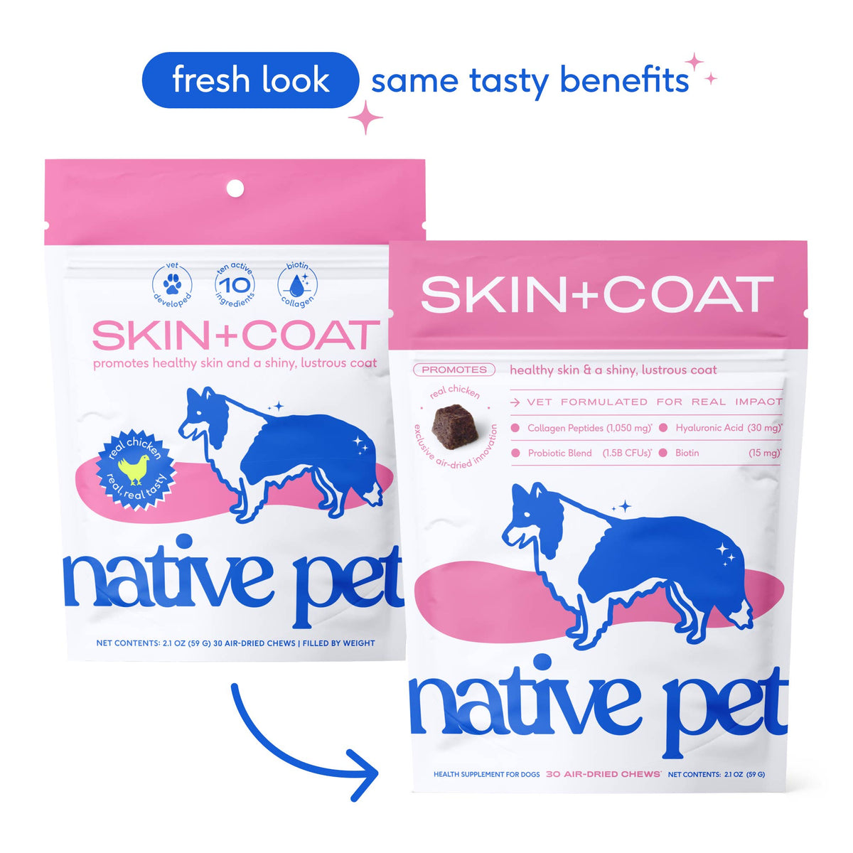 Native Pet - Skin + Coat Chews, Skin & Coat Supplement for Dogs - Doglicious Bakery Bites